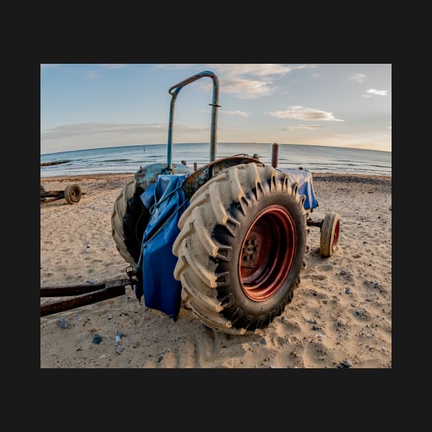 Closeup fisheye view of a tractor used for crab fishing on Cromer beach by yackers1