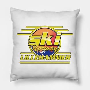 Ski Norway Lillehammer 80s vibe logo Pillow