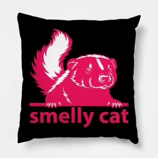 Smelly Cat - Pink on Black Pillow