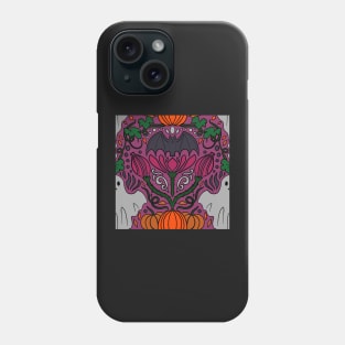 Spooky Ghosts Cute Halloween Damask Print with Ghosts and Bats and Pumpkins Pink Phone Case