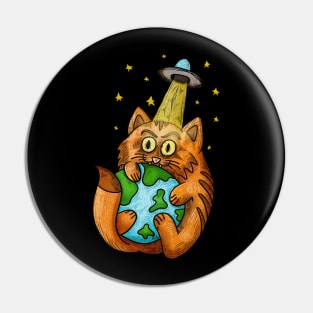 Cat space ufo Pin