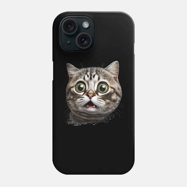 Funny Scared Cat Face, Cat Lover, Scaredy Cat Phone Case by dukito