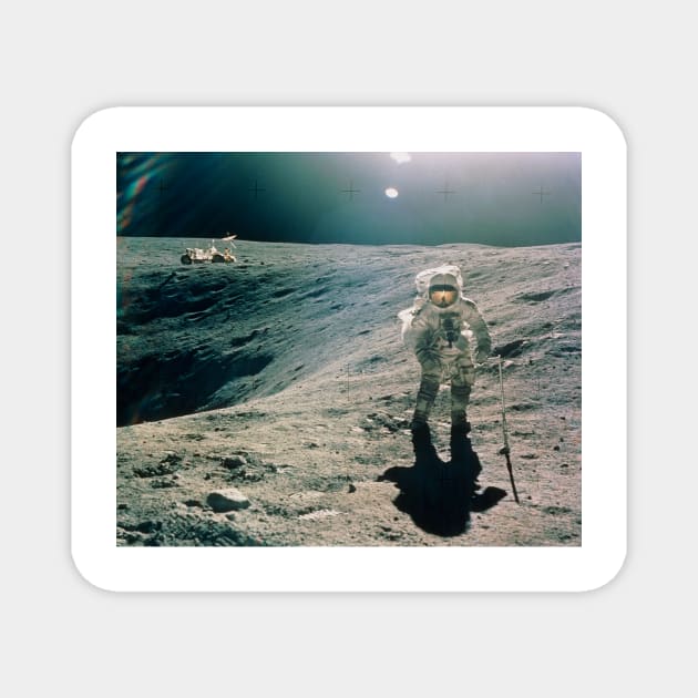 Astronaut Duke next to Plum Crater, Apollo 16 (S380/0229) Magnet by SciencePhoto