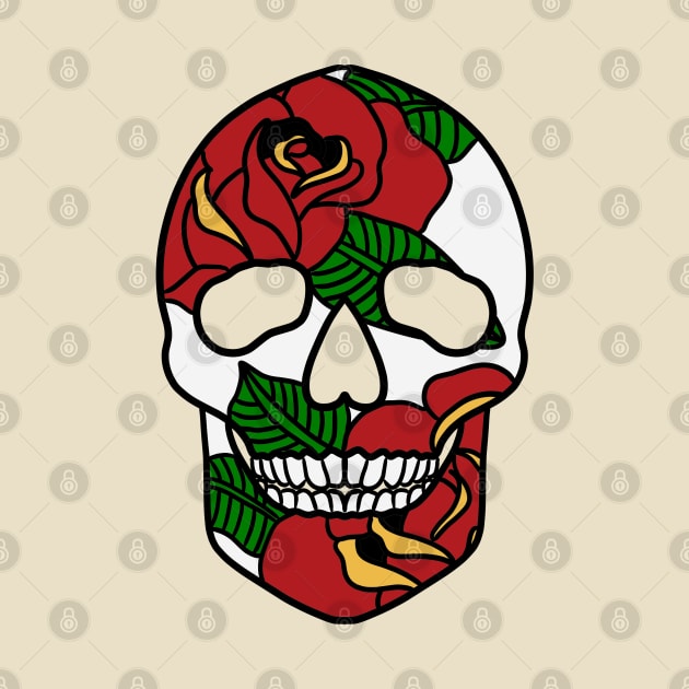 Roses Skull by GreenBeetleWorks