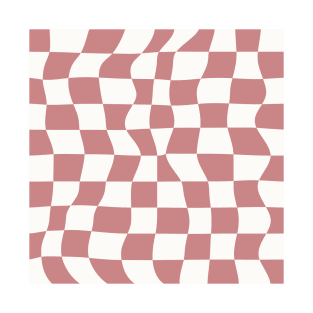 Retro Checkerboard Pattern Dusty Pink Color T-Shirt