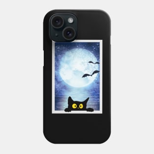 Sneak Peak Spooky Cat in Halloween Night Scene Phone Case