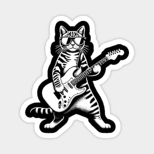 Guitar Cat Novelty Rock Music Band Concert Funny Cat Magnet