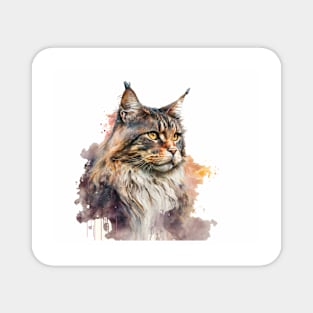 Maine Coon Cat Watercolour Painting Magnet