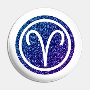 Blue Purple Glitter Zodiac - Aries Pin