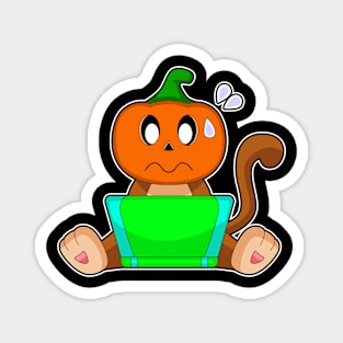 Monkey Halloween Pumpkin Laptop Magnet