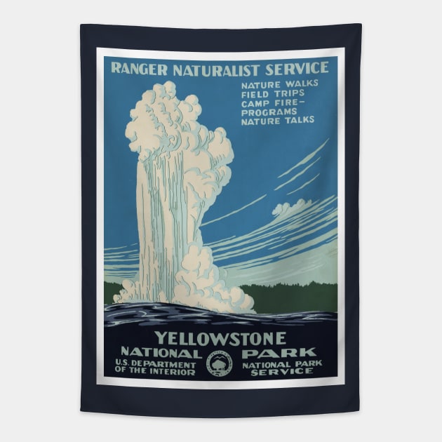 Vintage Yellowstone National Park Old Faithful Tapestry by MasterpieceCafe