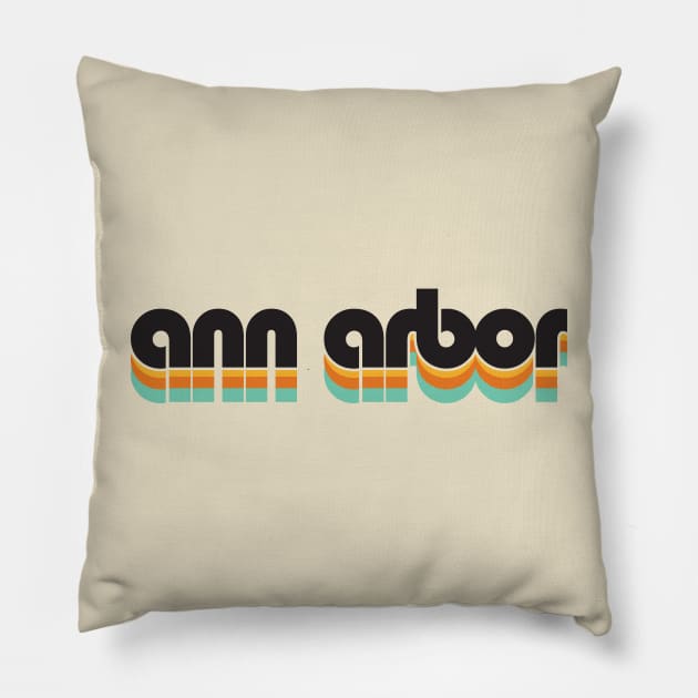 Ann Arbor Retro Throwback Pillow by SchaubDesign