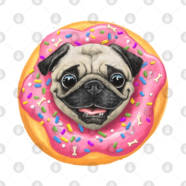 Pug in a donut by NikKor