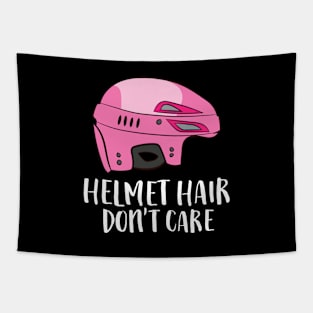 Helmet Hair Don't Care Funny Hockey Tapestry