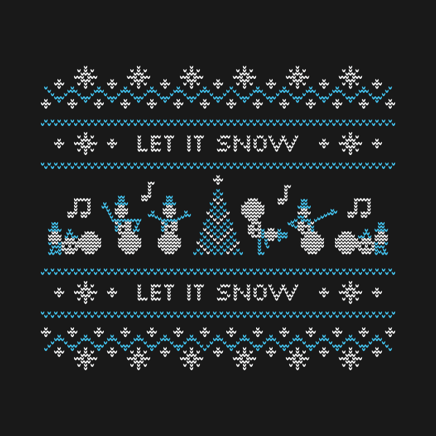 Ugly Christmas Sweater Let it Snow Dancing Snowmen by shamdesign