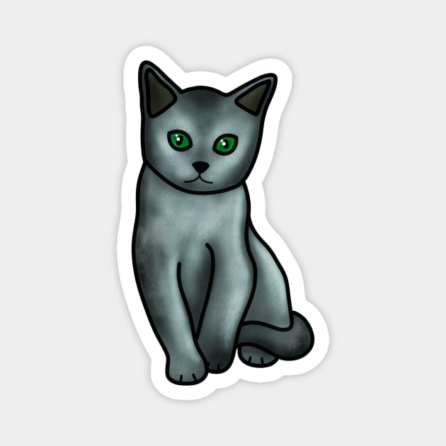 Russian Blue Cat Magnet by Kelly Louise Art