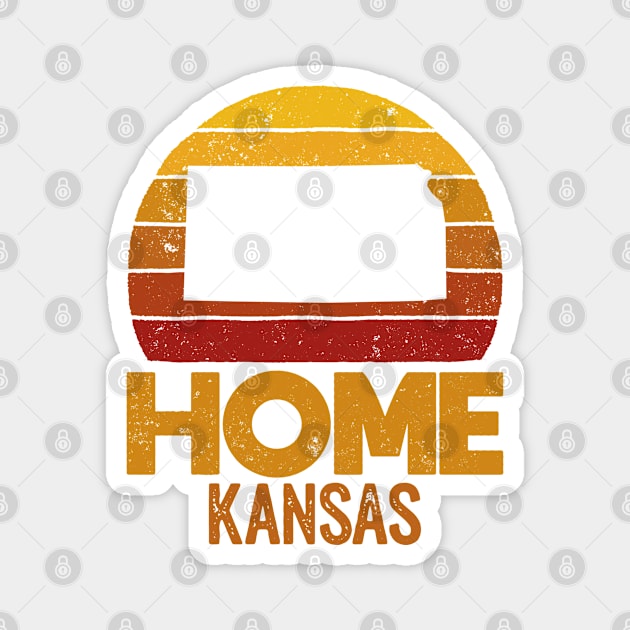 Kansas Home - Vintage  Kansas Home Retro Sunset Distressed Magnet by Ostakos