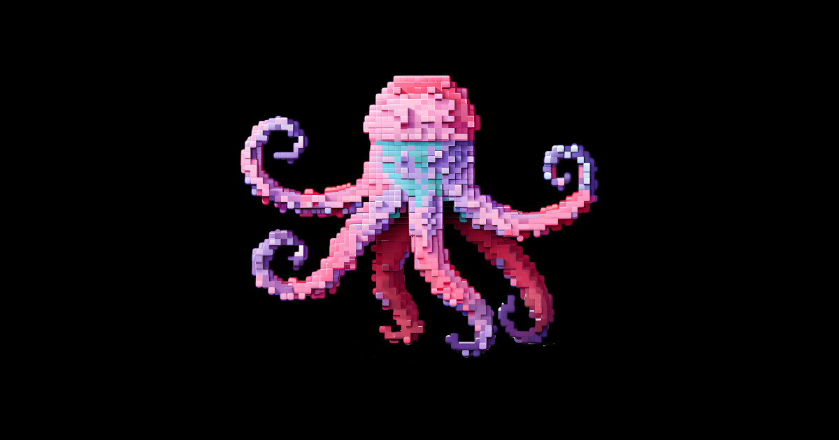 Octopus pixel art - Pixelated Octopus - Sticker | TeePublic