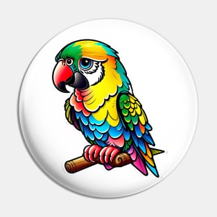 Cute happy macaw parrot yellow, green and blue Pin