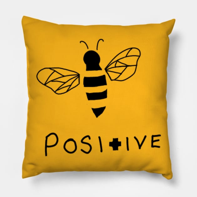 Bee Posi+ive Pillow by mailshansen