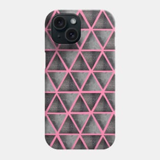 Abstract seamless pattern with ultimate grey and shining grey watercolor triangles on pink background. Best for the print, fabric, poster, wallpaper, cover and packaging, wrapping paper. Phone Case