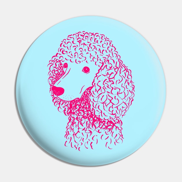 Poodle (Light Blue and Hot Pink) Pin by illucalliart