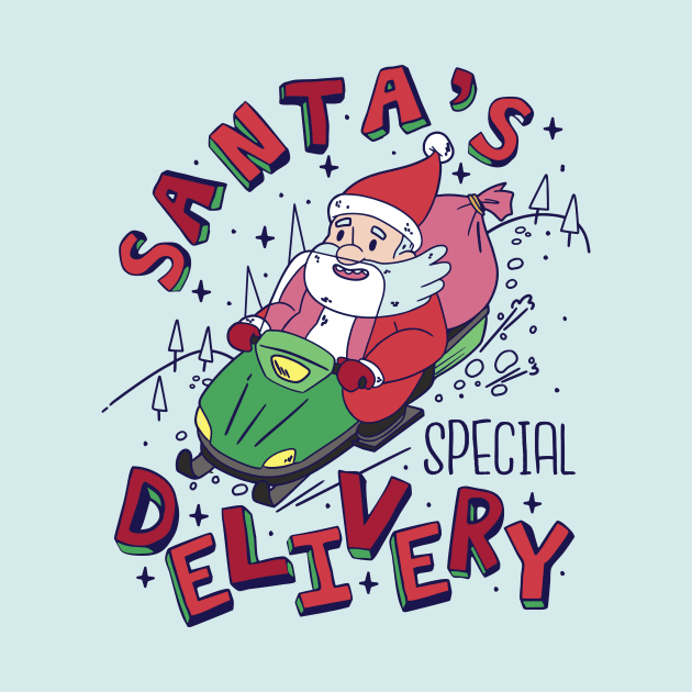 Cute Cartoon Santa's Special Delivery Snowmobile by SLAG_Creative