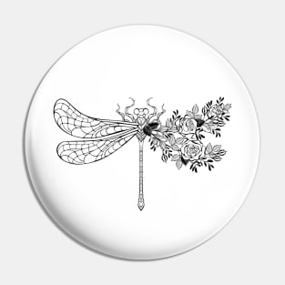 Flower dragonfly with contour rose Pin