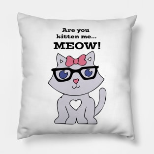 Sassy Cat with Glasses Pillow