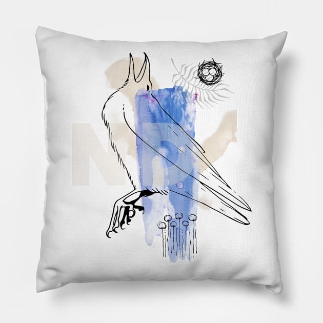 crow collage Pillow by NJORDUR