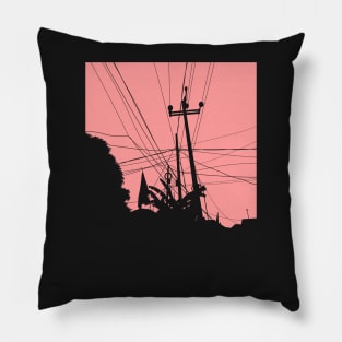 Landscape outside in the small city as a silhouette Pillow