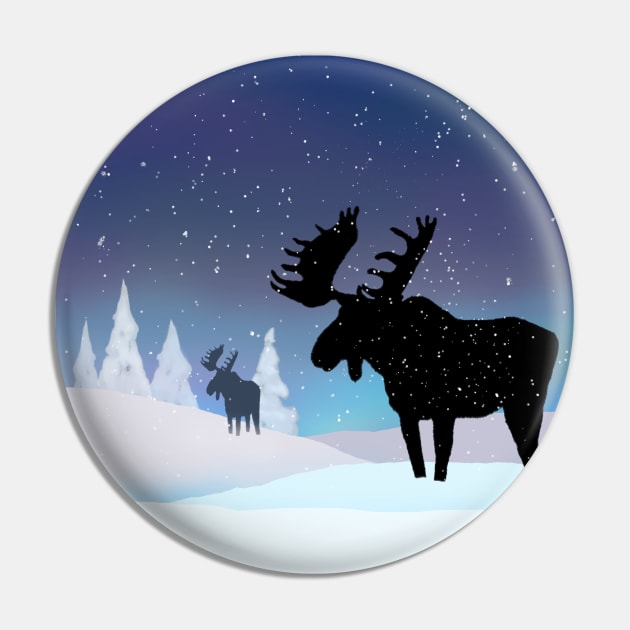 Northern Lights Bull Moose Pin by MelissaJBarrett