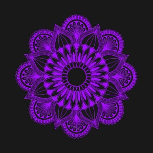 Flower Mandala (purple on black) T-Shirt