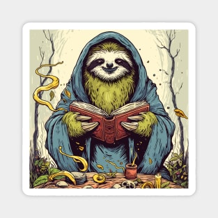 Retro Vintage Sloth Wizard Magnet