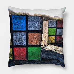 Rubic's Cube decorated beach defence block Pillow