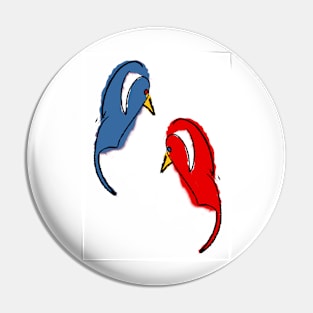 Bird red and blue Pin