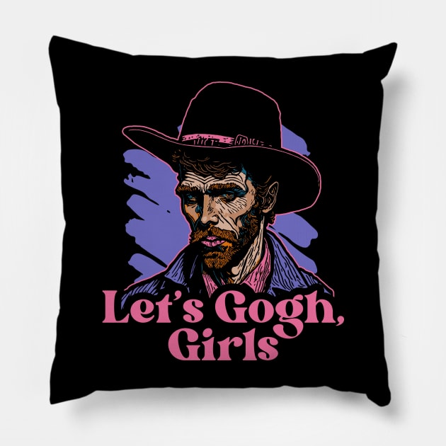 Let's Gogh, Girls // Funny Cowboy Vincent Van Gogh Pillow by Now Boarding