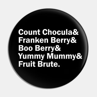 Funny Names x Monster Cereal (Chocula, Frankenberry, BooBerry, Fruit Brute Pin