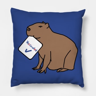 Capybara with Vaccinated Sign Pillow