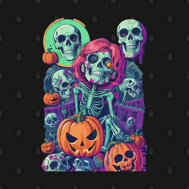 Skeleton Gang and Pumpkin Halloween Theme. by m.desizy