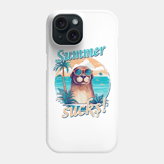 Summer sucks Otter seal sea lion with sunglasses Phone Case by TeePulseMania