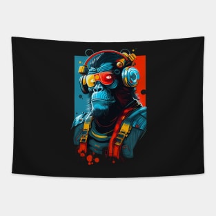 Anime Cyber Ape (Sci-Fi Ape Vintage Retro Future Design Cyberpunk Space Ape) Tapestry