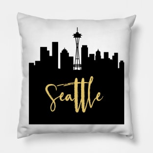 SEATTLE WASHINGTON DESIGNER SILHOUETTE SKYLINE ART Pillow