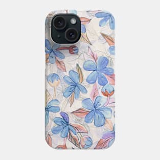 Purple Painted Floral Pattern Phone Case