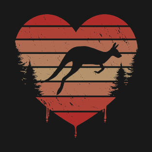 Cute Red Vintage Heart Kangaroos Valentine Day Love Gift Idea T-Shirt