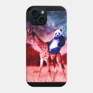 Trippy Panda Riding Giraffe In Space Phone Case