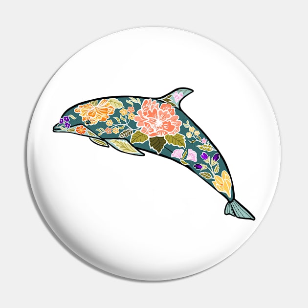 Floral Embellished Dolphin Pin by CarrieBrose