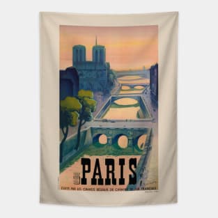 Paris France Vintage Travel Poster 1937 Tapestry