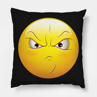 Angry Smiley Face Emoticon Pillow