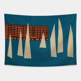 Vintage Sail Boats Illustration //// Minimal Marina Design Tapestry